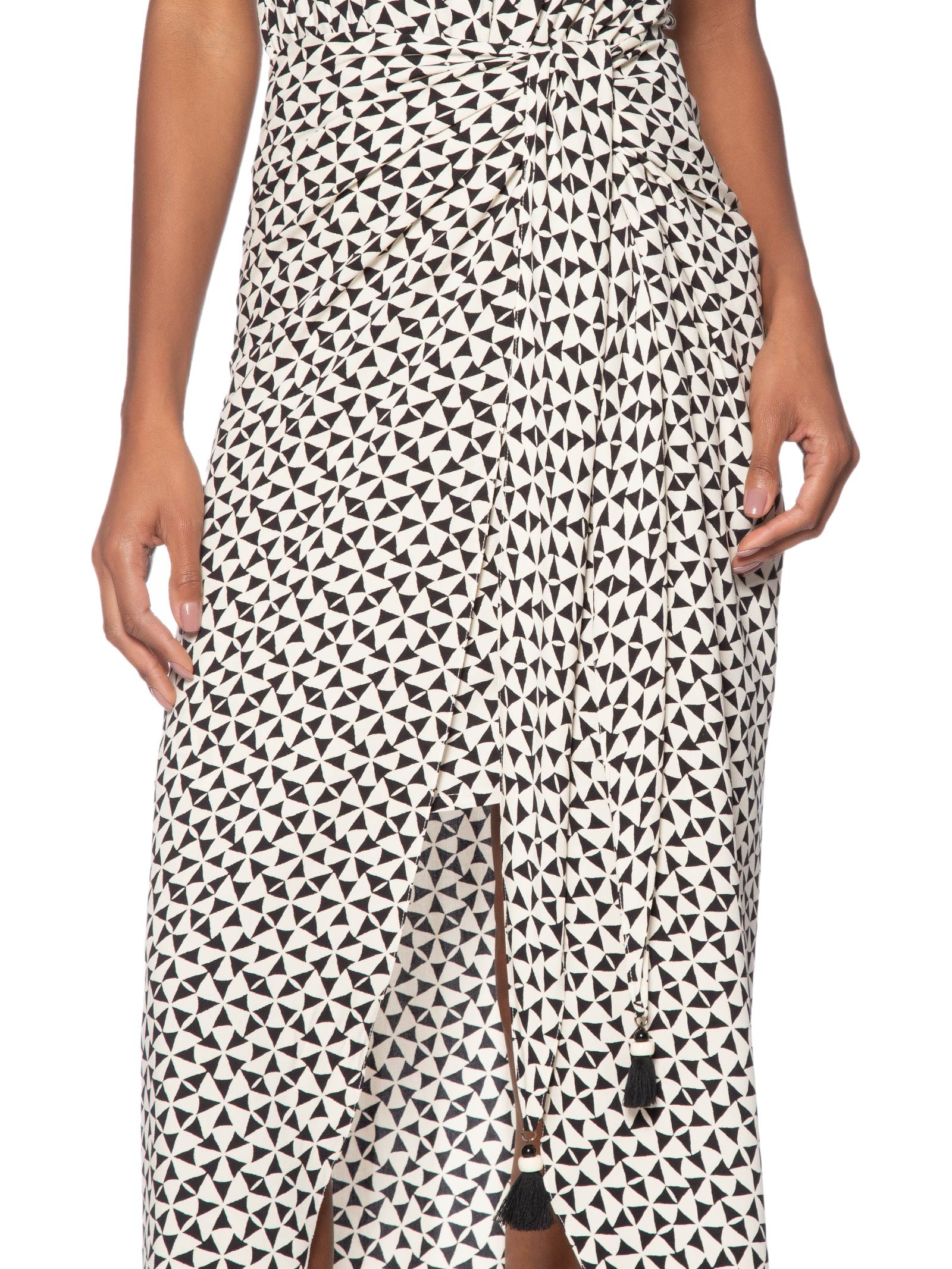 Vestido Crepe Estampa Vento Preto Dress To