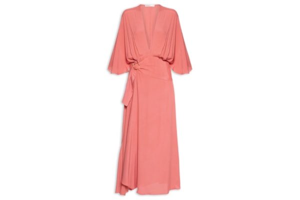 Vestido Crepe Fivela - Rosa