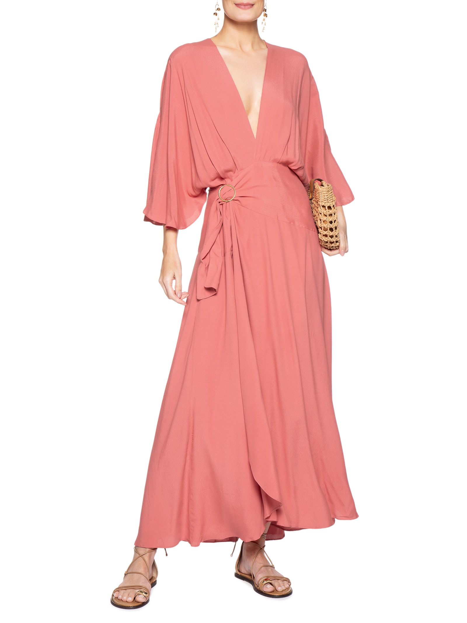 Vestido Crepe Fivela Rosa Dress To