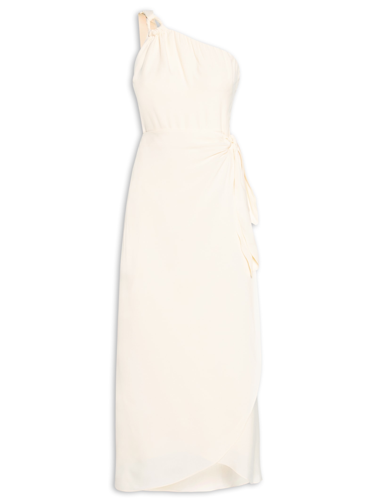 Vestido Crepe Longo Pareô Bege Dress To