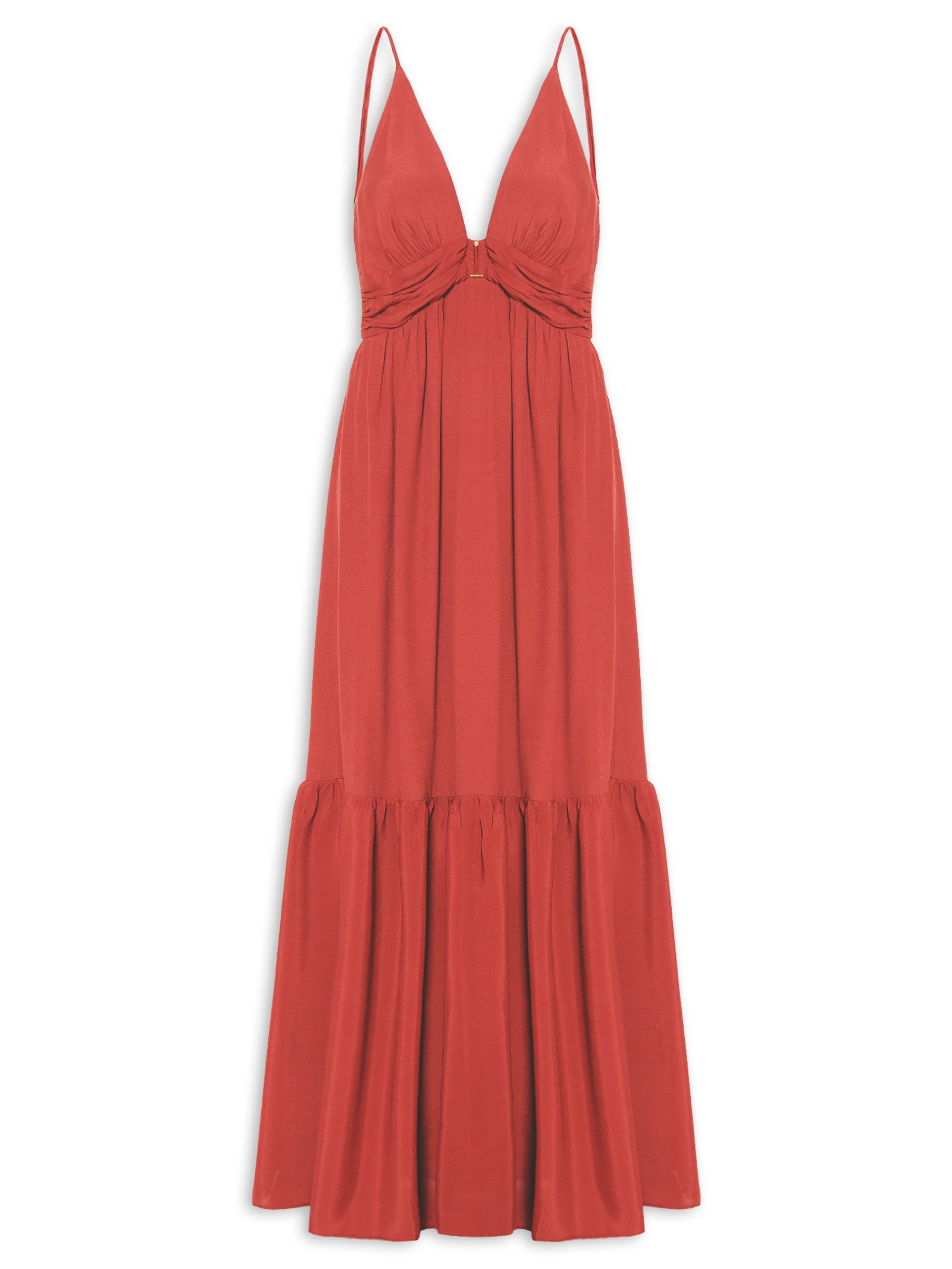 Vestido Crepe Metal Decote Vermelho Dress To