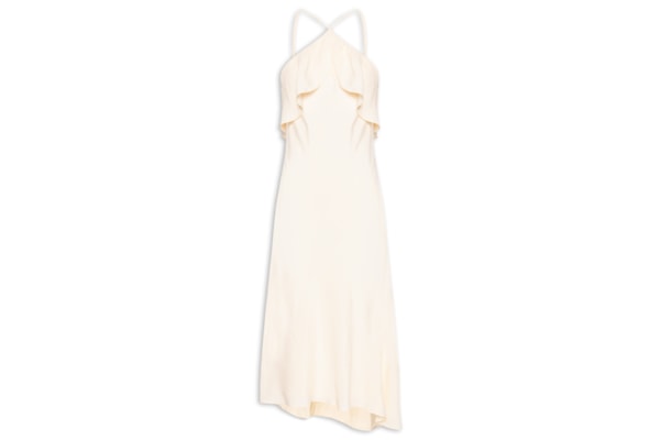 Vestido Crepe Midi Babados - Off White