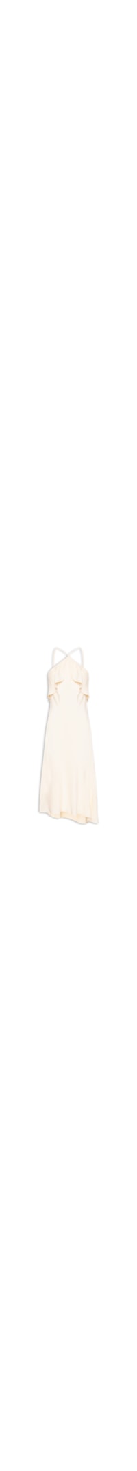 Vestido Crepe Midi Babados - Off White