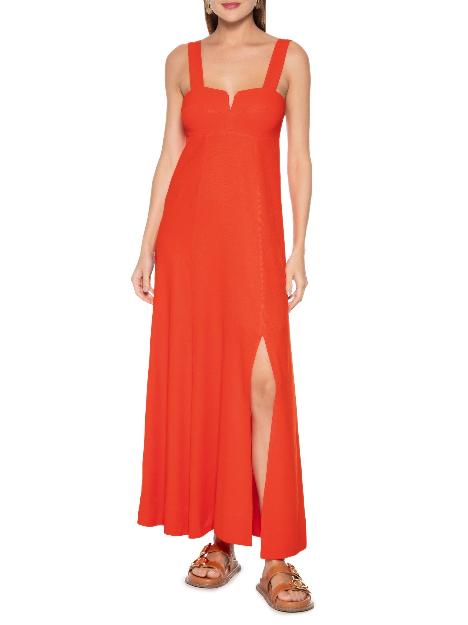 Vestido Crepe Rambla Vermelho Cantão
