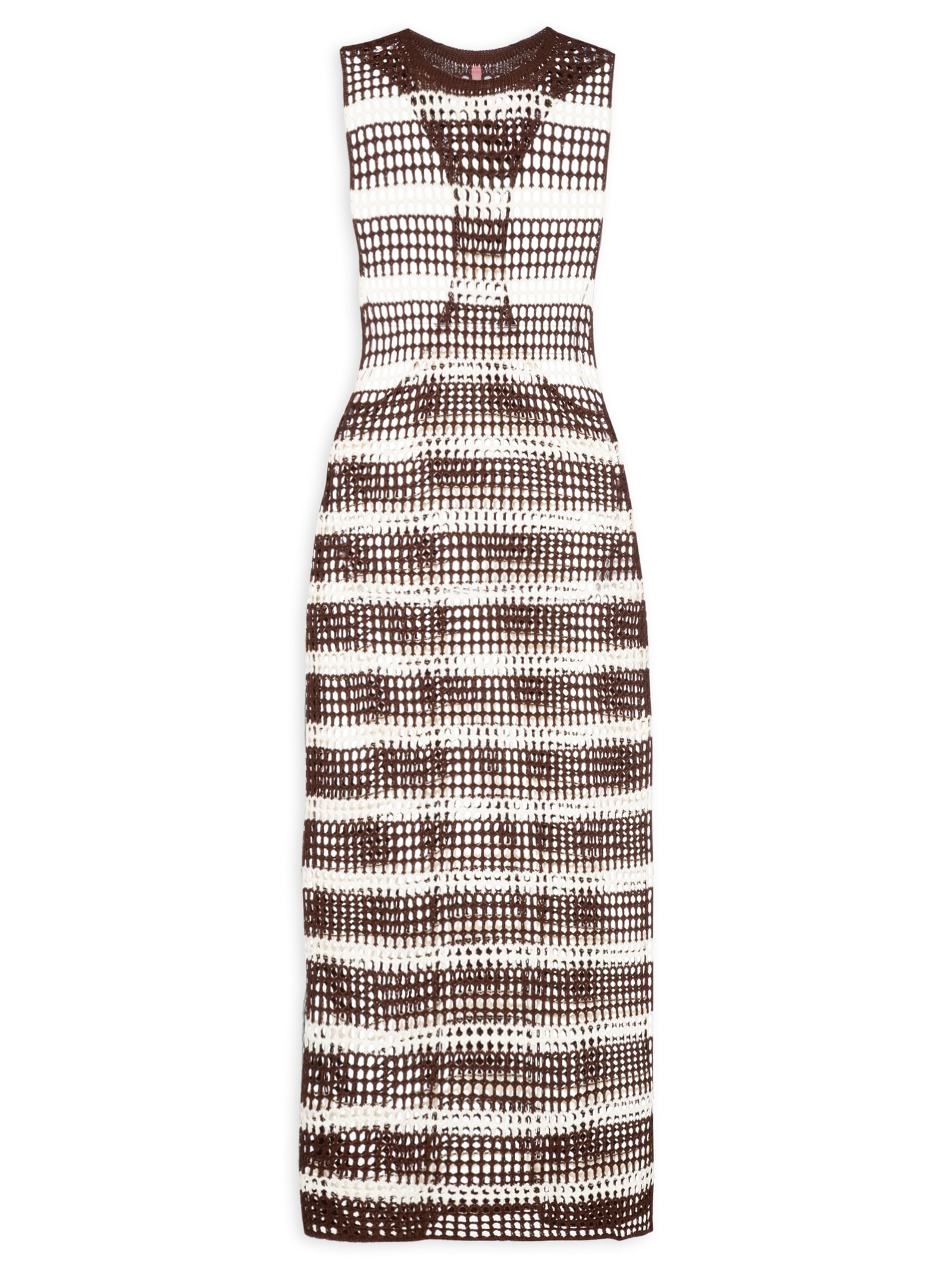 Vestido Crochê Listras Marrom Farm Praia