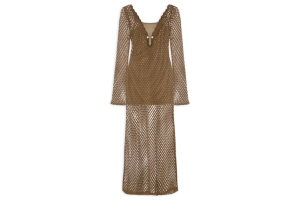 Vestido Crochet Beachwear - Marrom