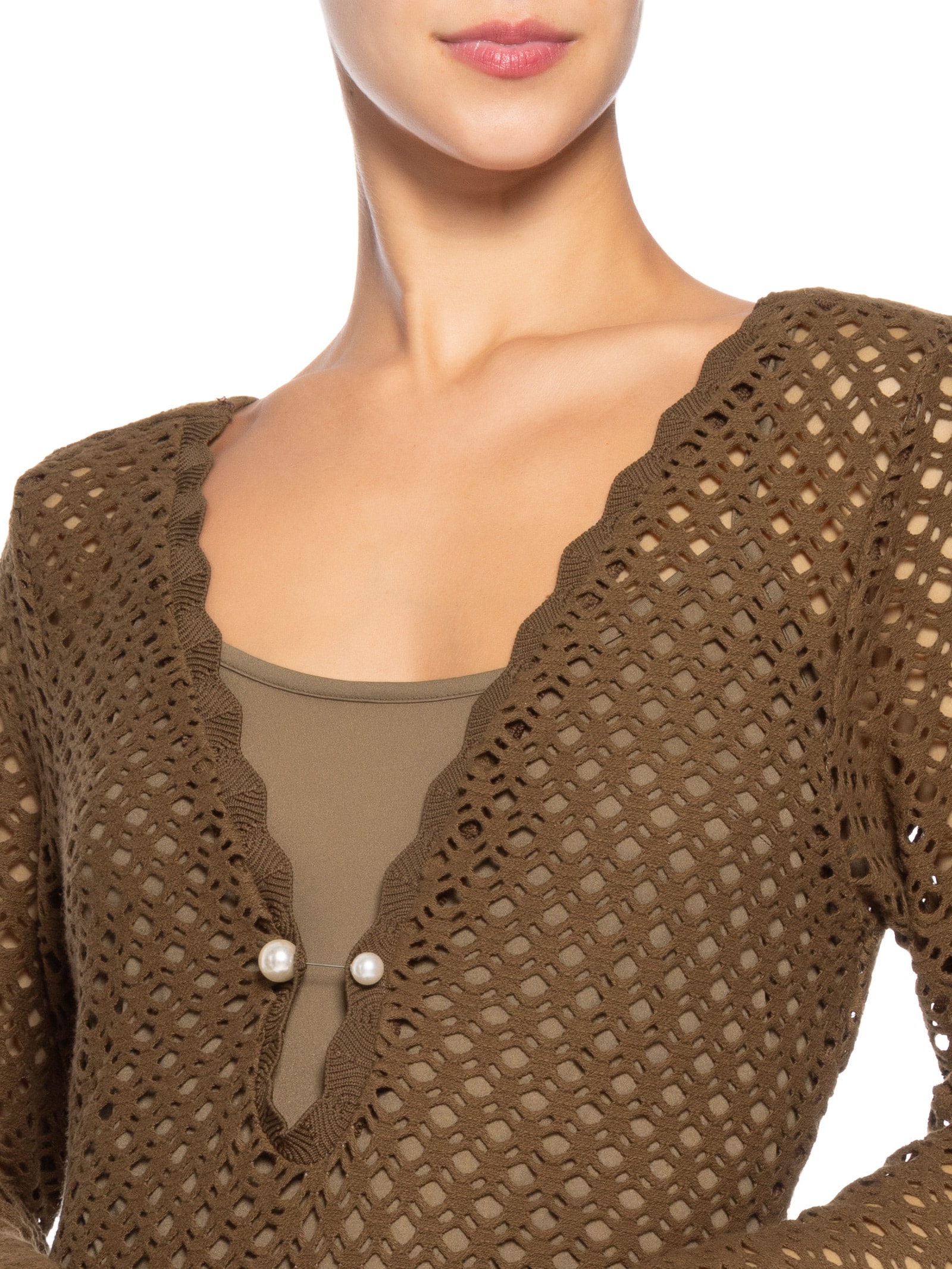 Vestido Crochet Beachwear Marrom Mktbeach