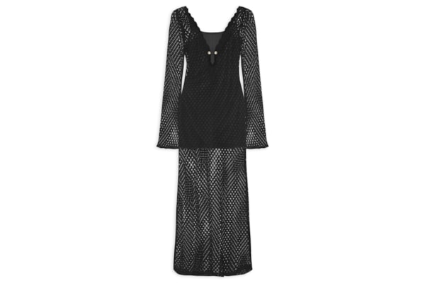 Vestido Crochet Beachwear - Preto