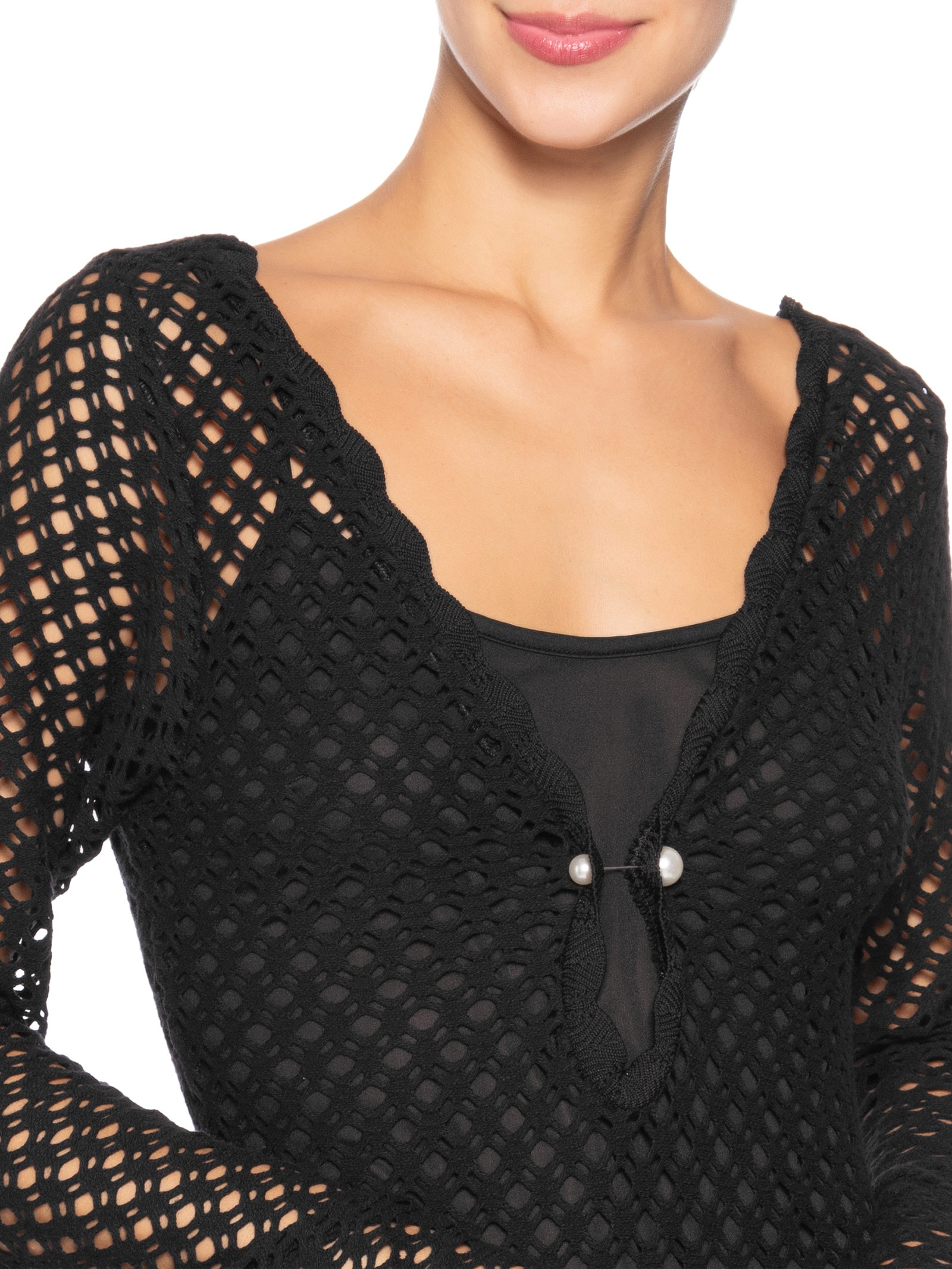 Vestido Crochet Beachwear Preto Mktbeach