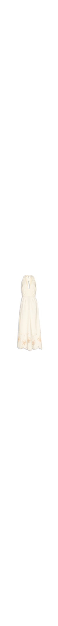 Vestido Cropped Algodão Barrado Festone - Off White