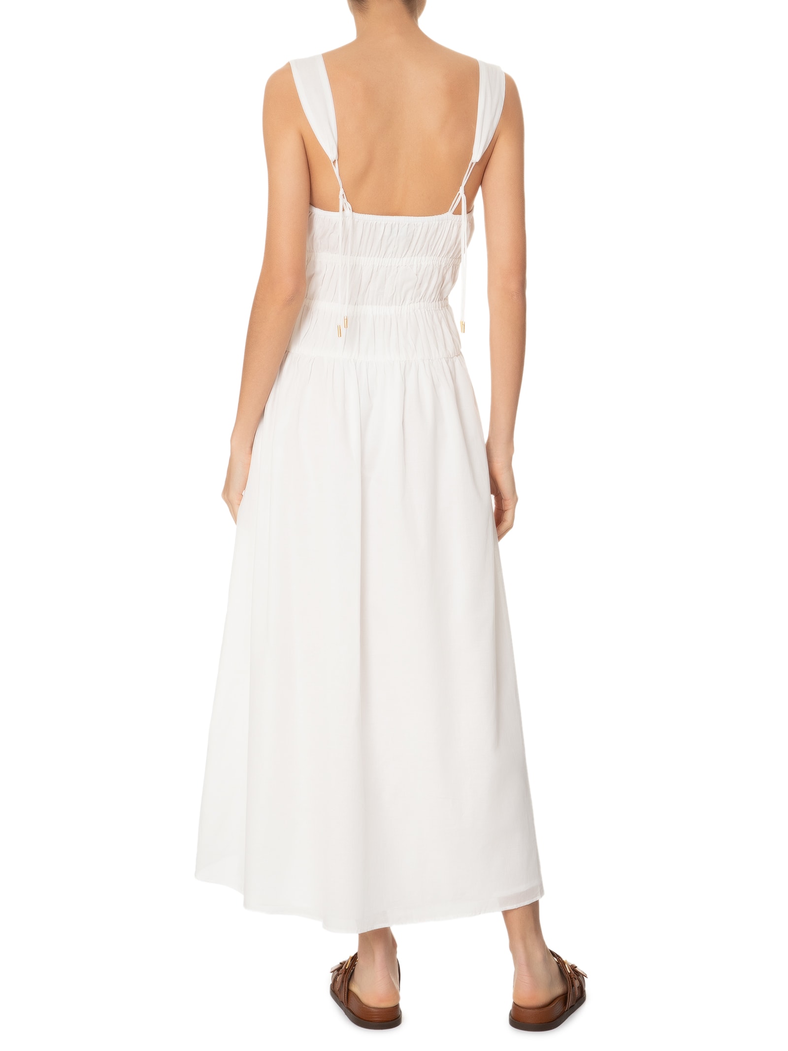 Vestido Cropped Algodão Franzido Off White Dress To