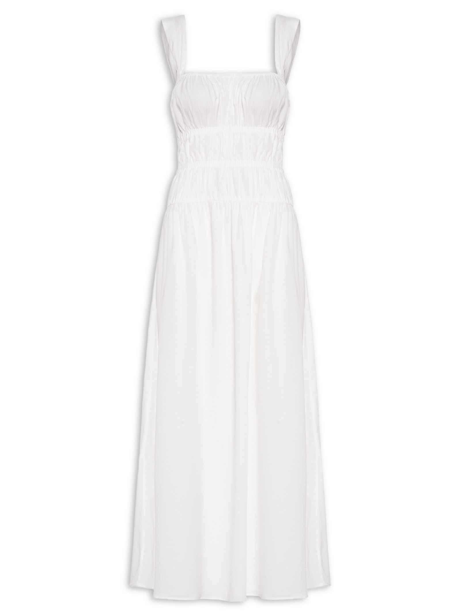 Vestido Cropped Algodão Franzido Off White Dress To