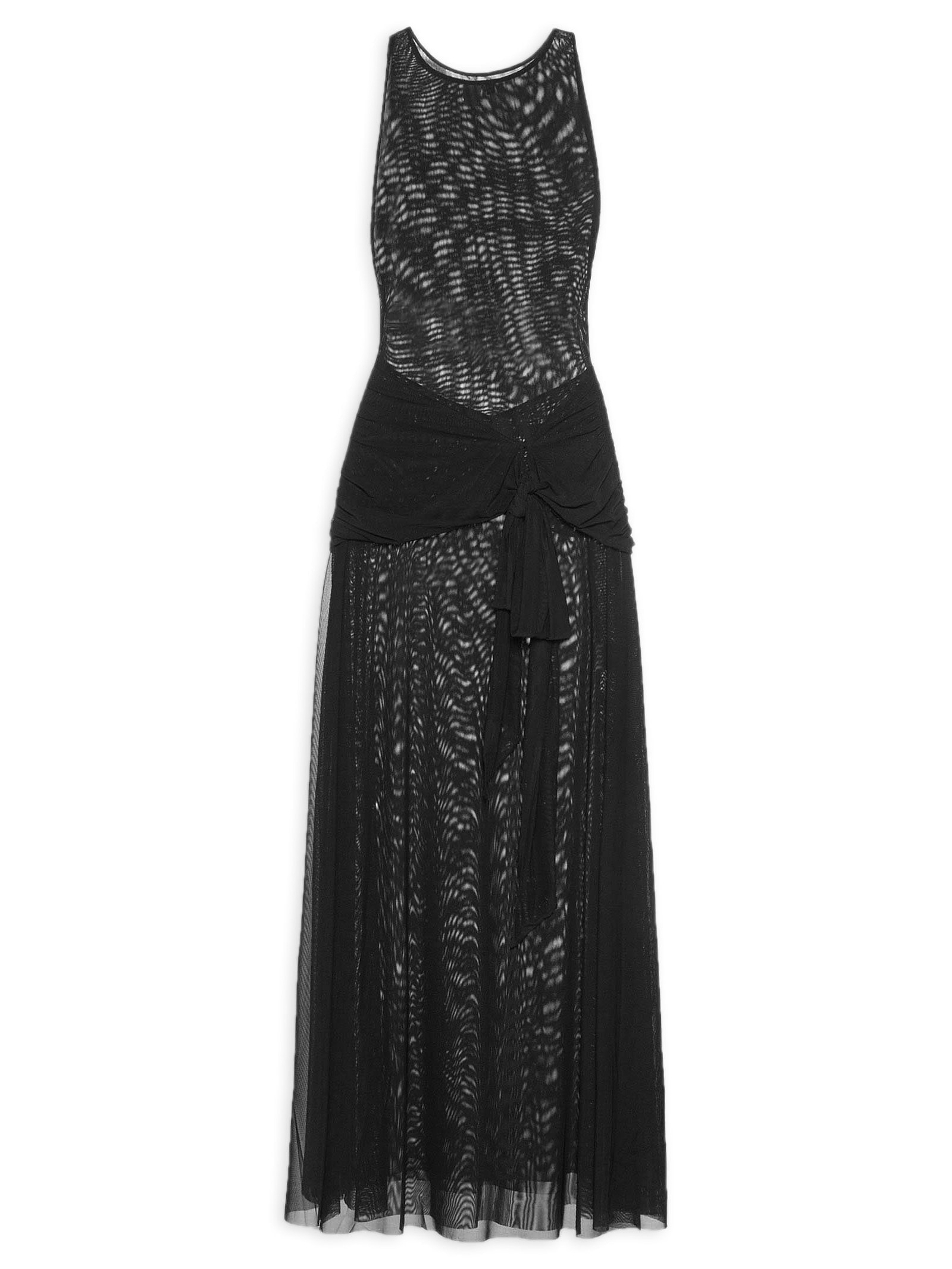 Vestido Cropped Amarração Tule Preto Farm