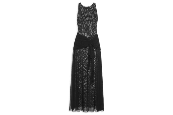 Vestido Cropped Amarração Tule - Preto