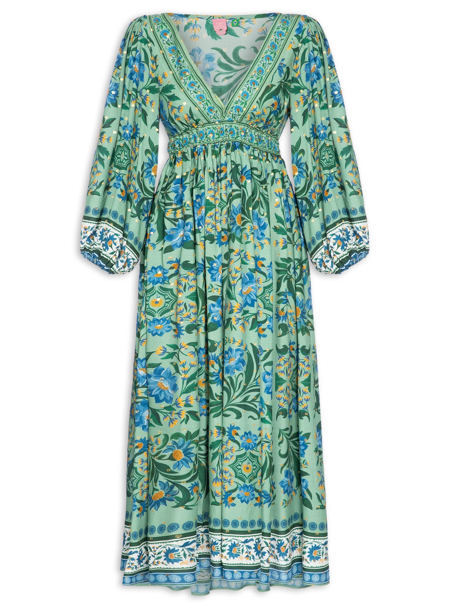 Vestido Cropped Azulejo Florido Verde Farm