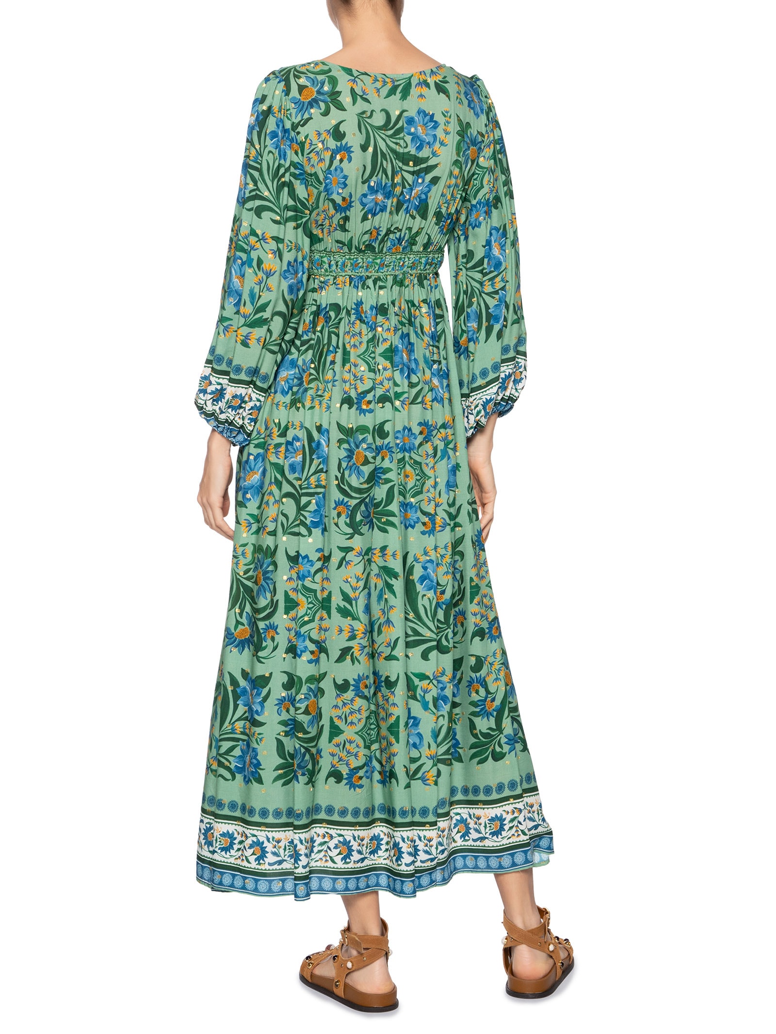 Vestido Cropped Azulejo Florido Verde Farm