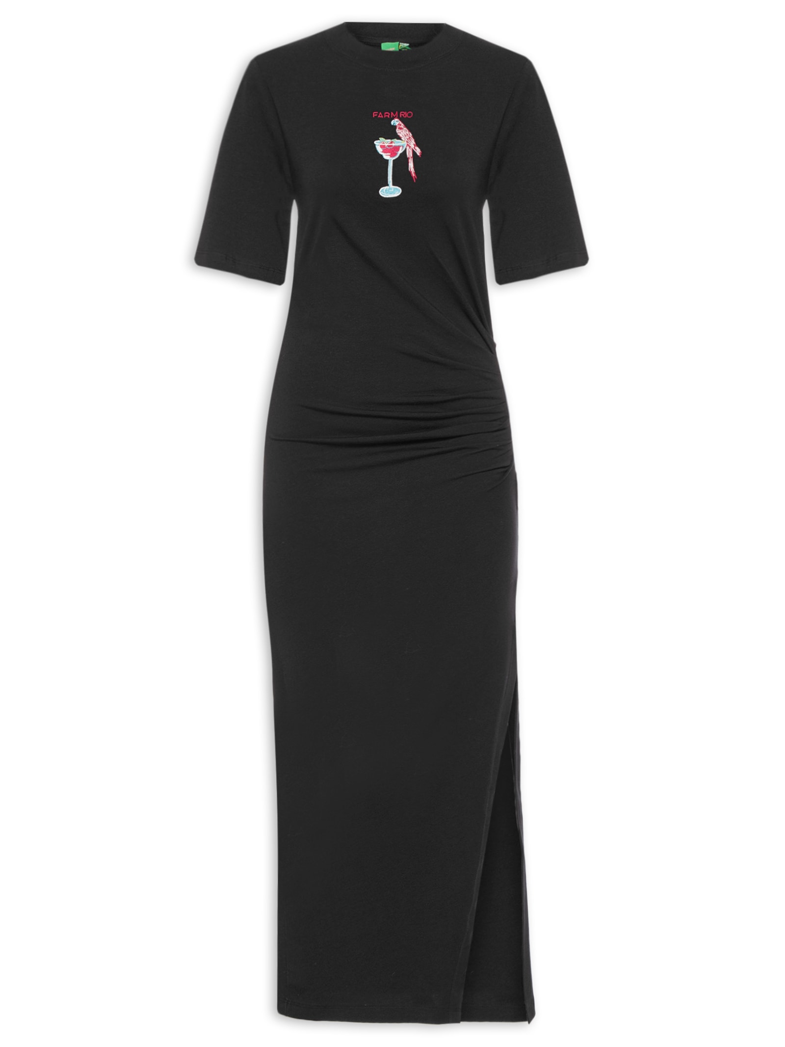 Vestido Cropped Drink Pintado Preto Farm