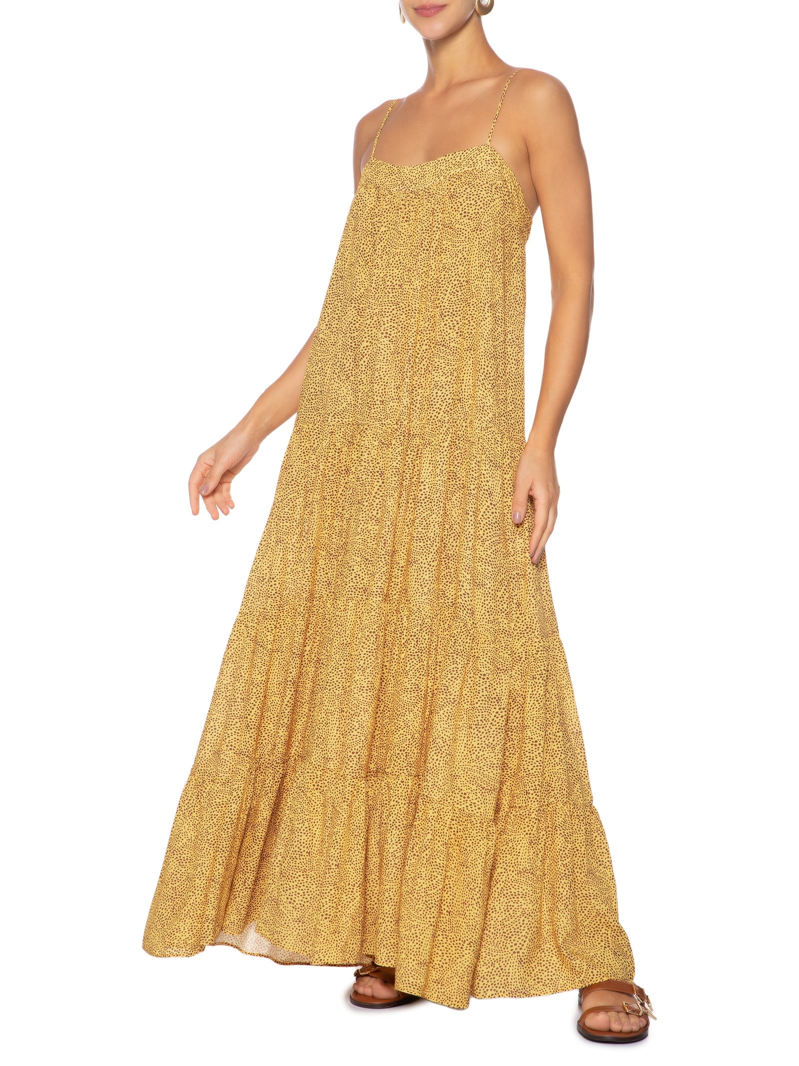 Vestido Cropped Estampa Gotas Amarelo Dress To