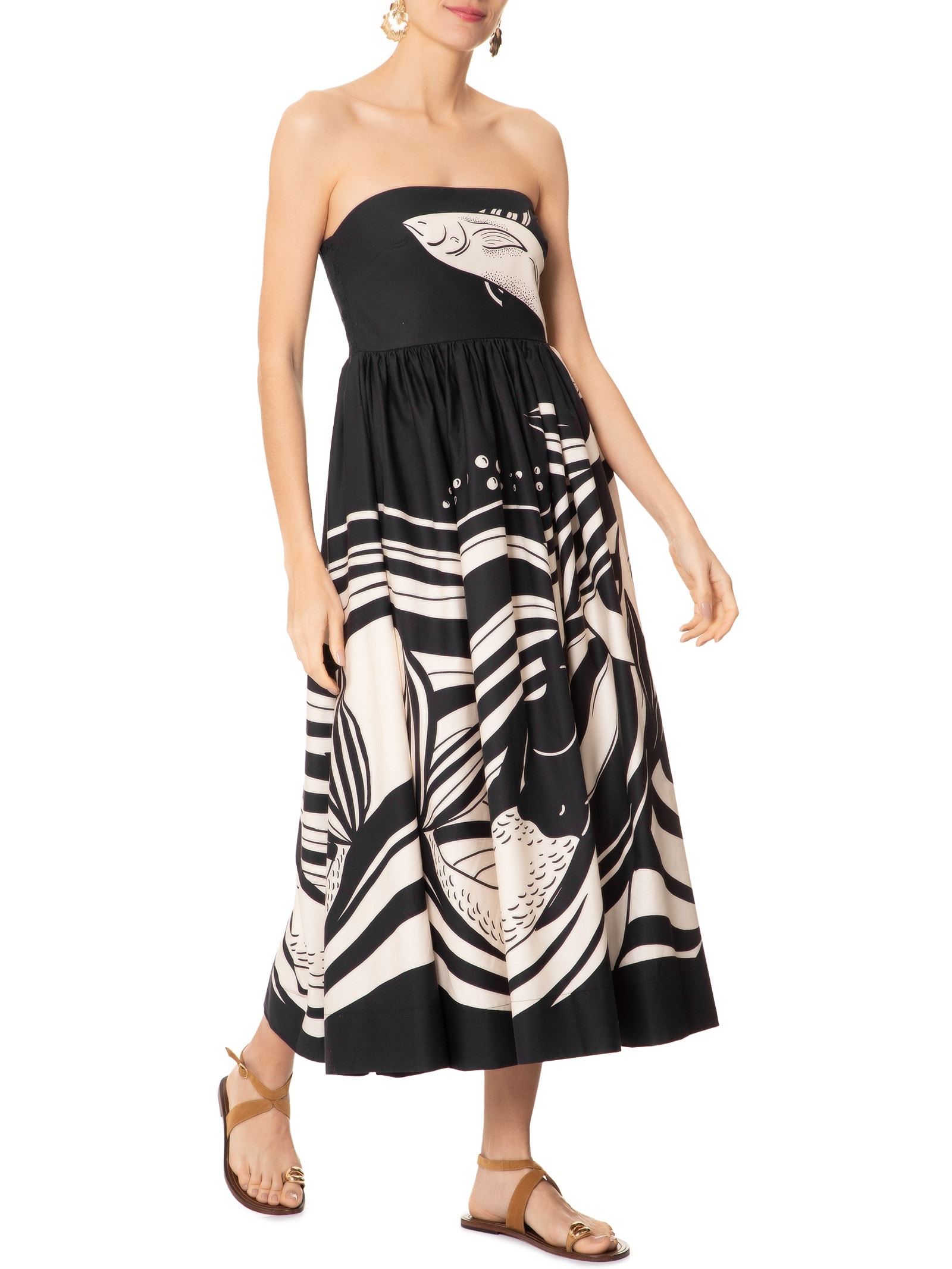 Vestido Cropped Festa De Mar Preto Farm