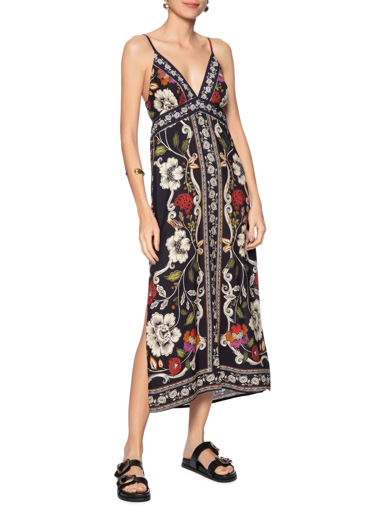 Vestido Cropped Flor De Fita Preto Farm