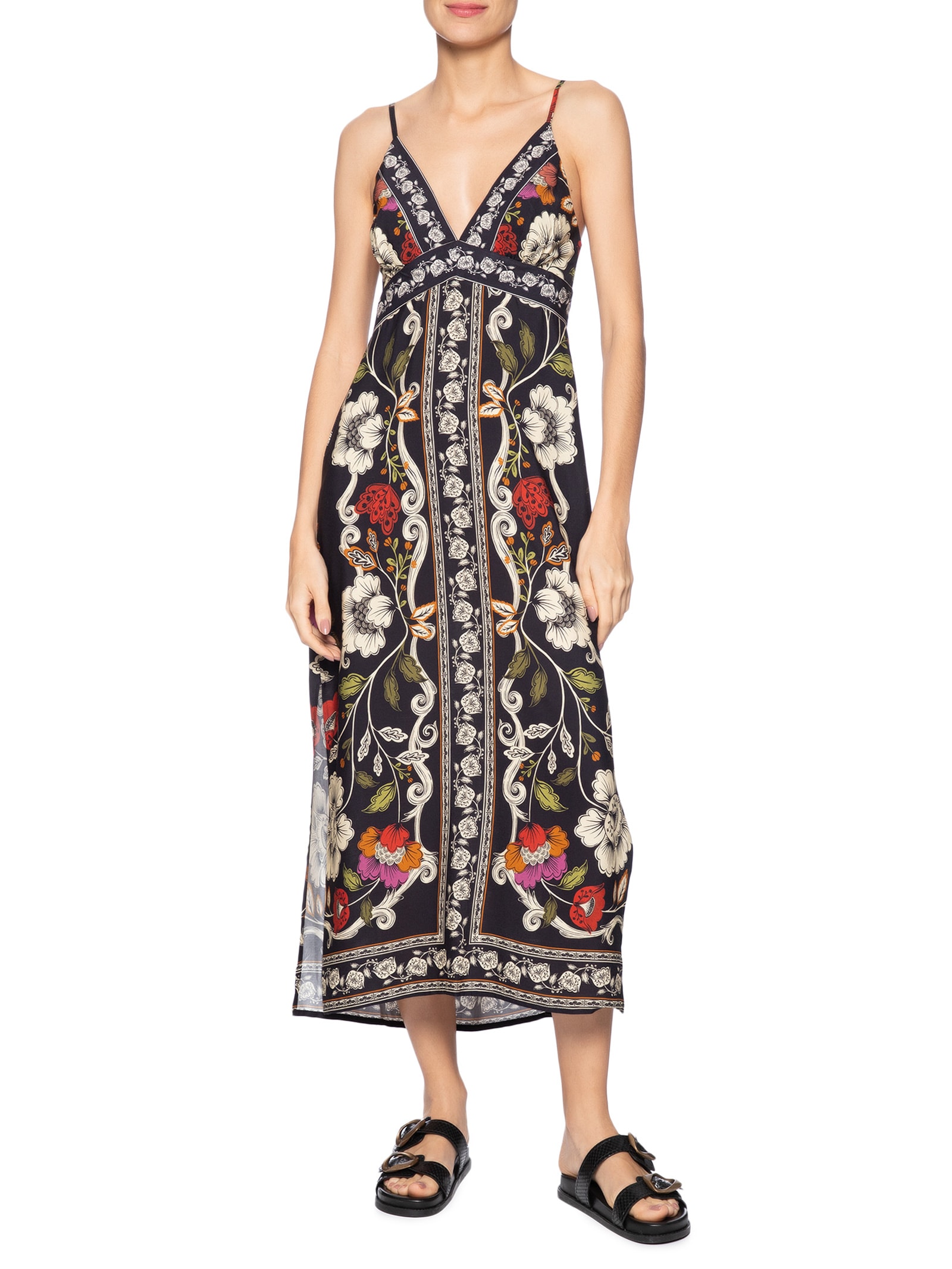 Vestido Cropped Flor De Fita Preto Farm