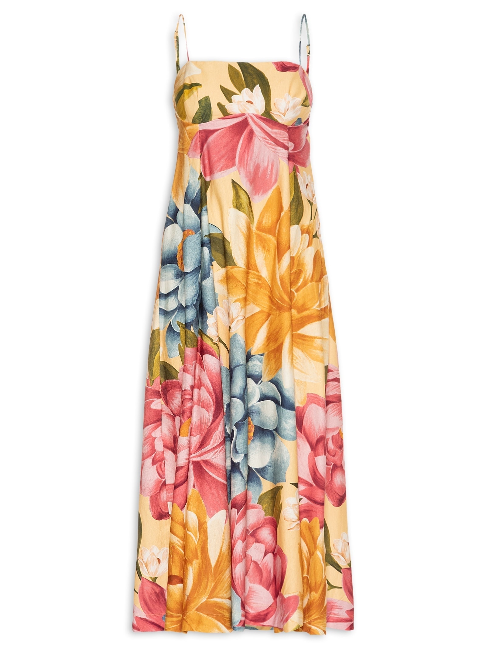 Vestido Cropped Floral Rebeca Amarelo Farm