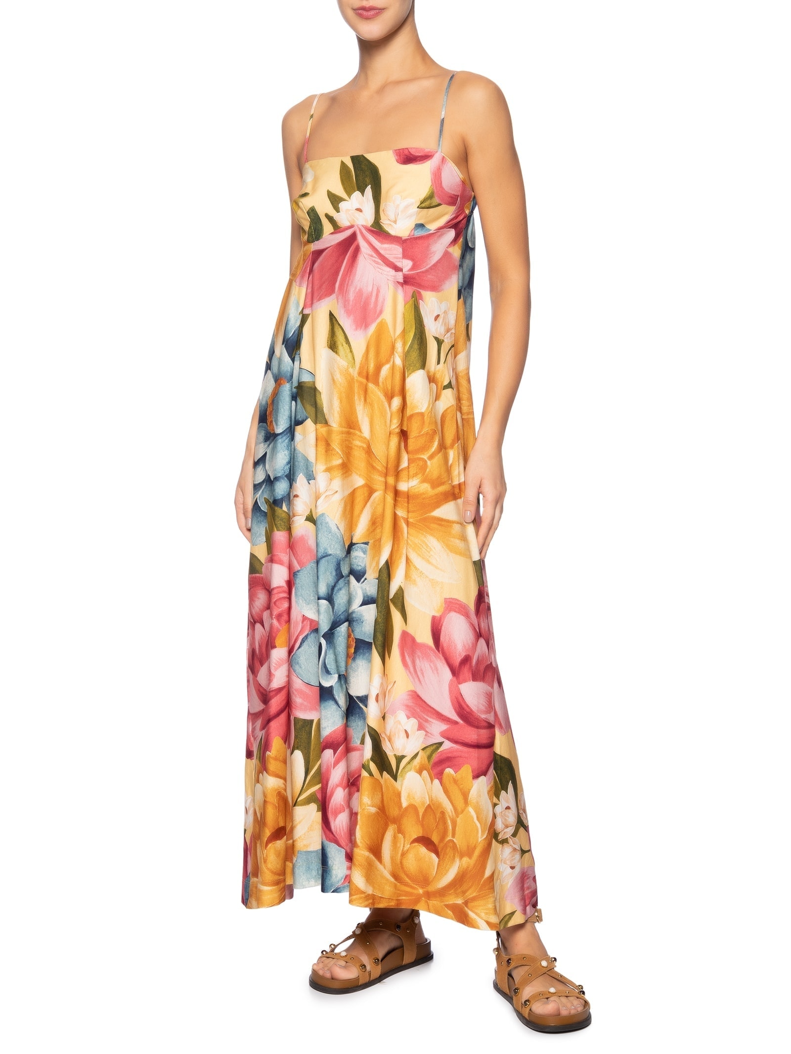 Vestido Cropped Floral Rebeca Amarelo Farm
