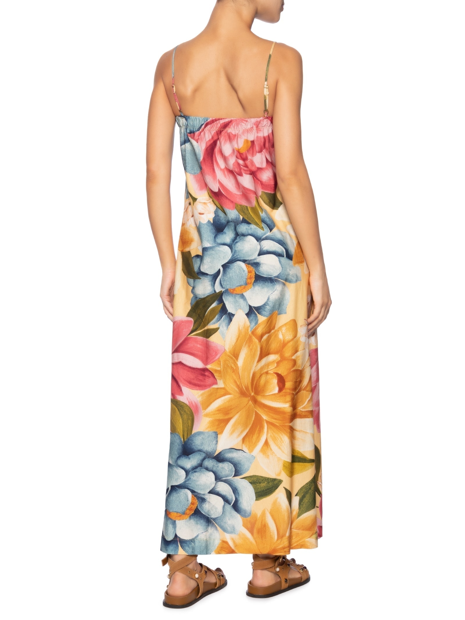 Vestido Cropped Floral Rebeca Amarelo Farm