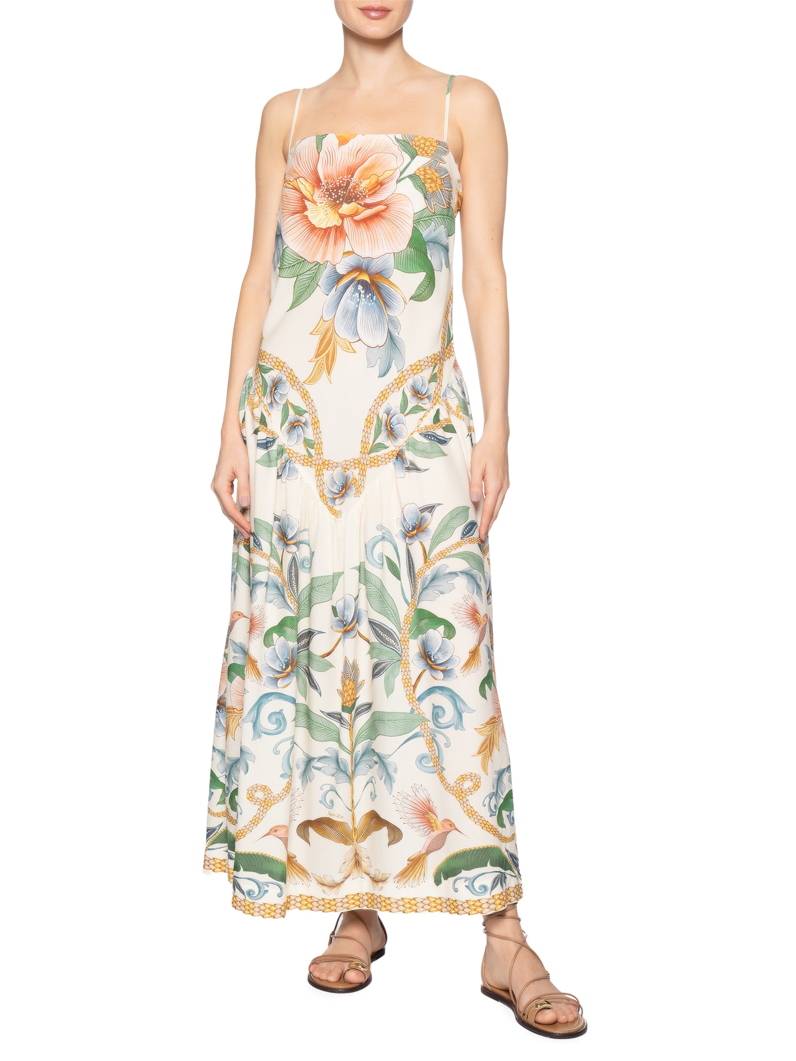 Vestido Cropped Jardim Real – Bege Farm