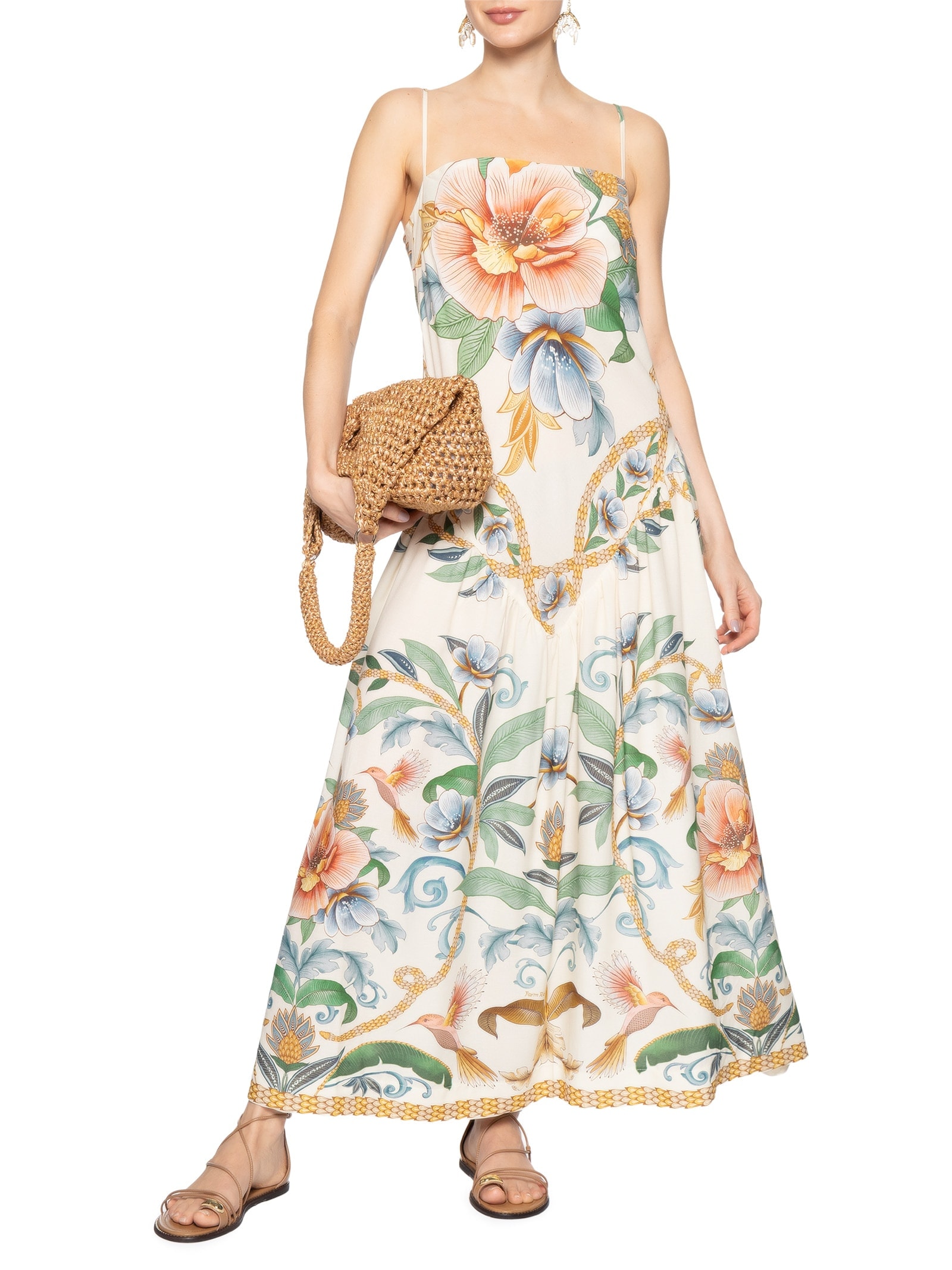 Vestido Cropped Jardim Real – Bege Farm