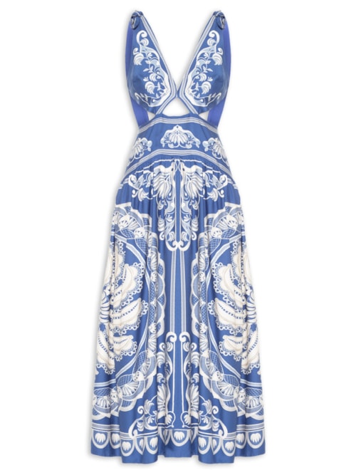 Vestido Cropped Lenço Jardim de Banana – Azul