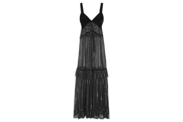 Vestido Cropped Lurex Com Veludo - Preto