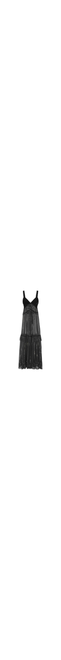 Vestido Cropped Lurex Com Veludo - Preto