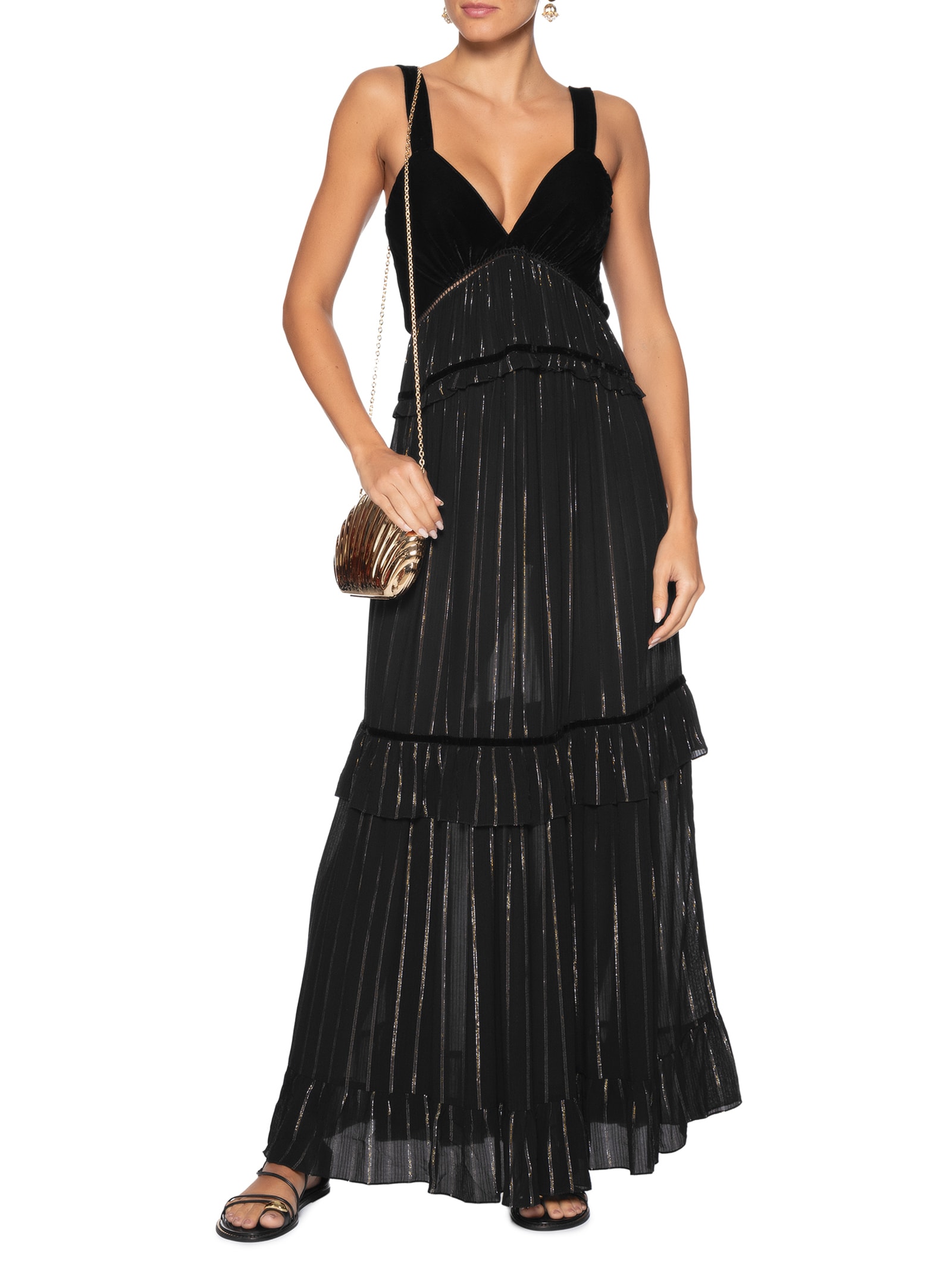 Vestido Cropped Lurex Com Veludo Preto Dress To