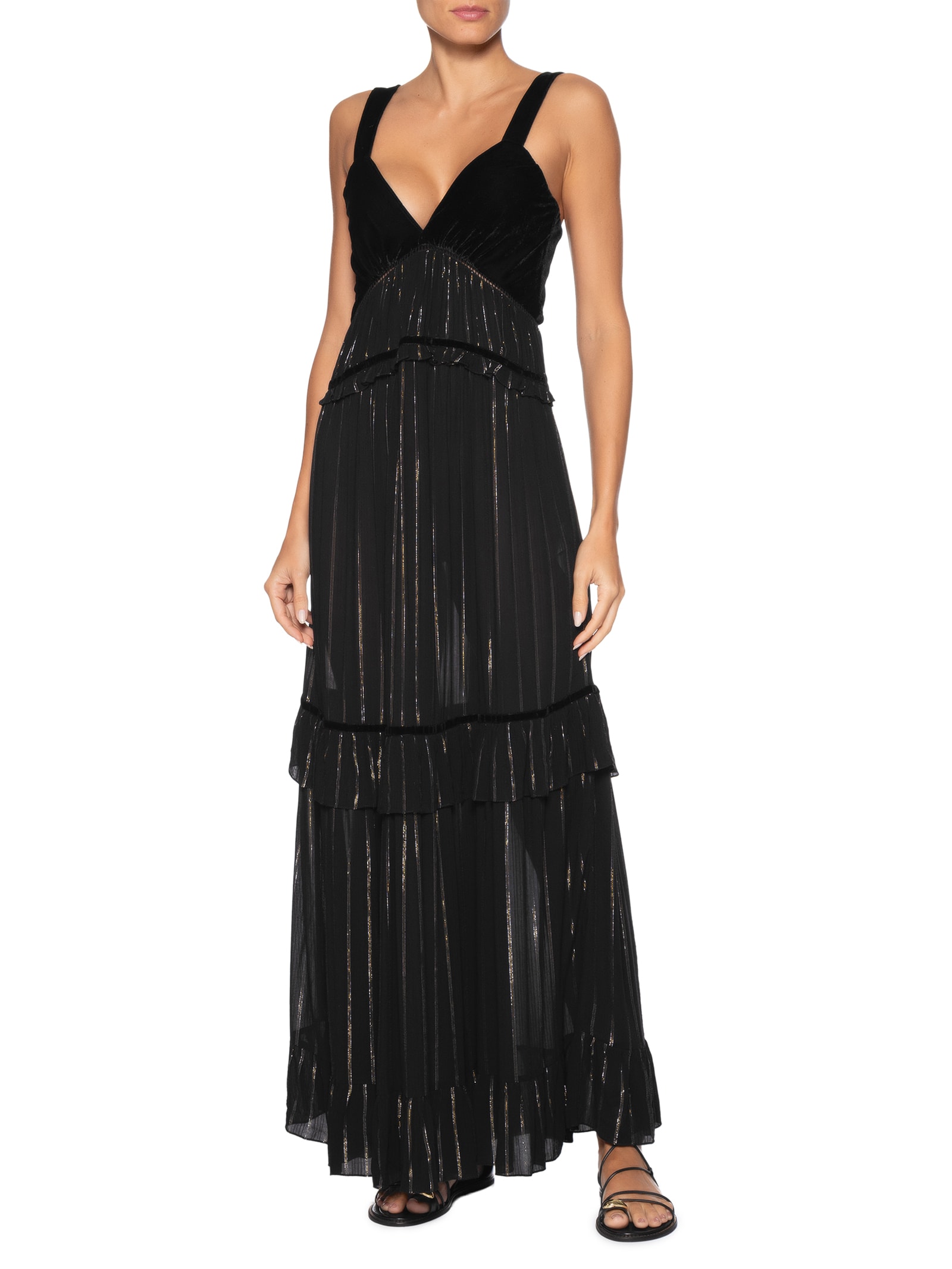 Vestido Cropped Lurex Com Veludo Preto Dress To