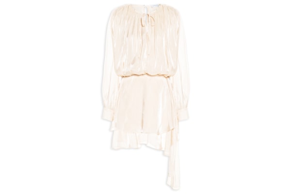 Vestido Curto Acetinado - Bege