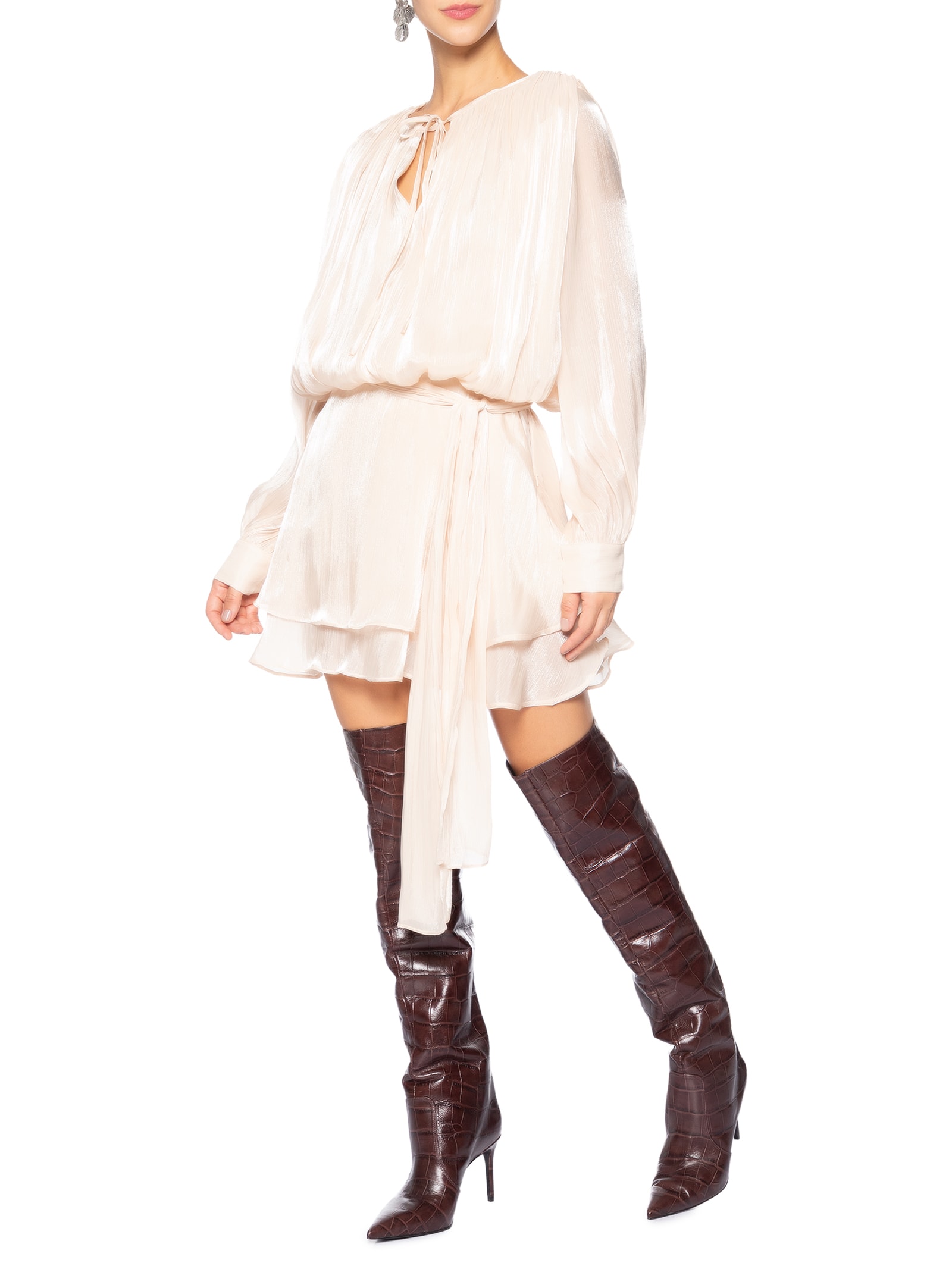 Vestido Curto Acetinado Bege Market 33