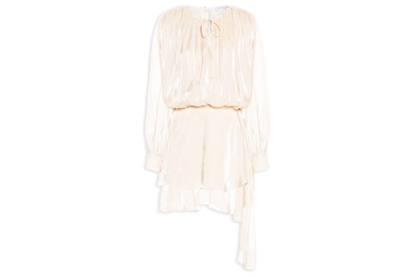 Vestido Curto Acetinado - Bege