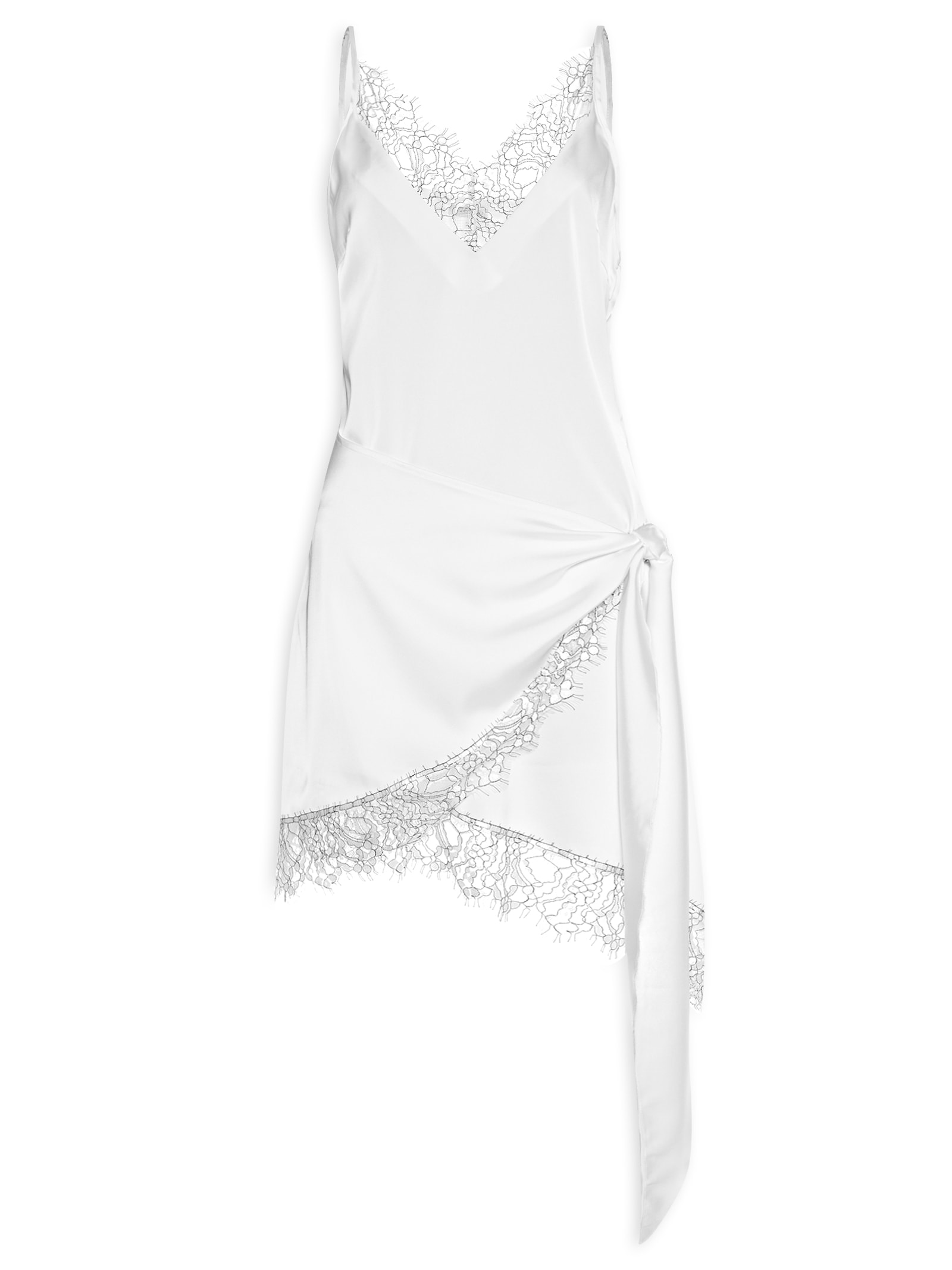 Vestido Curto Acetinado Com Detalhes Em Renda Branco Market 33