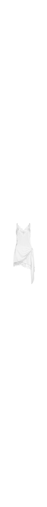 Vestido Curto Acetinado Com Detalhes Em Renda - Branco