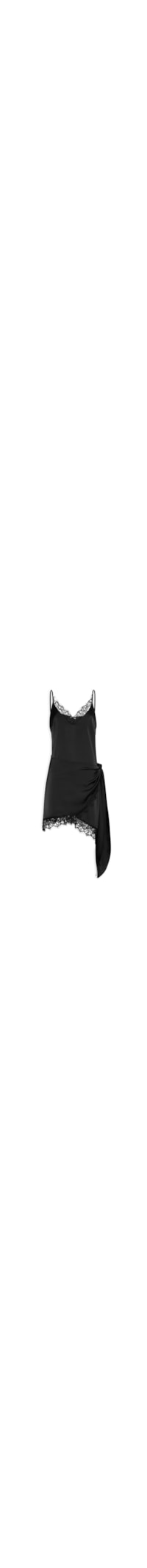 Vestido Curto Acetinado Com Detalhes Em Renda - Preto