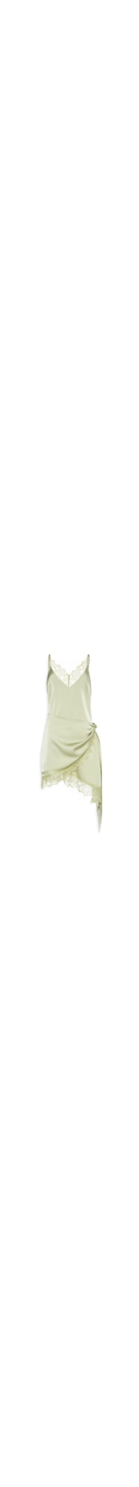 Vestido Curto Acetinado Com Detalhes Em Renda - Verde