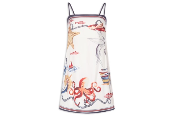 Vestido Curto Alça  Colagem – Branco