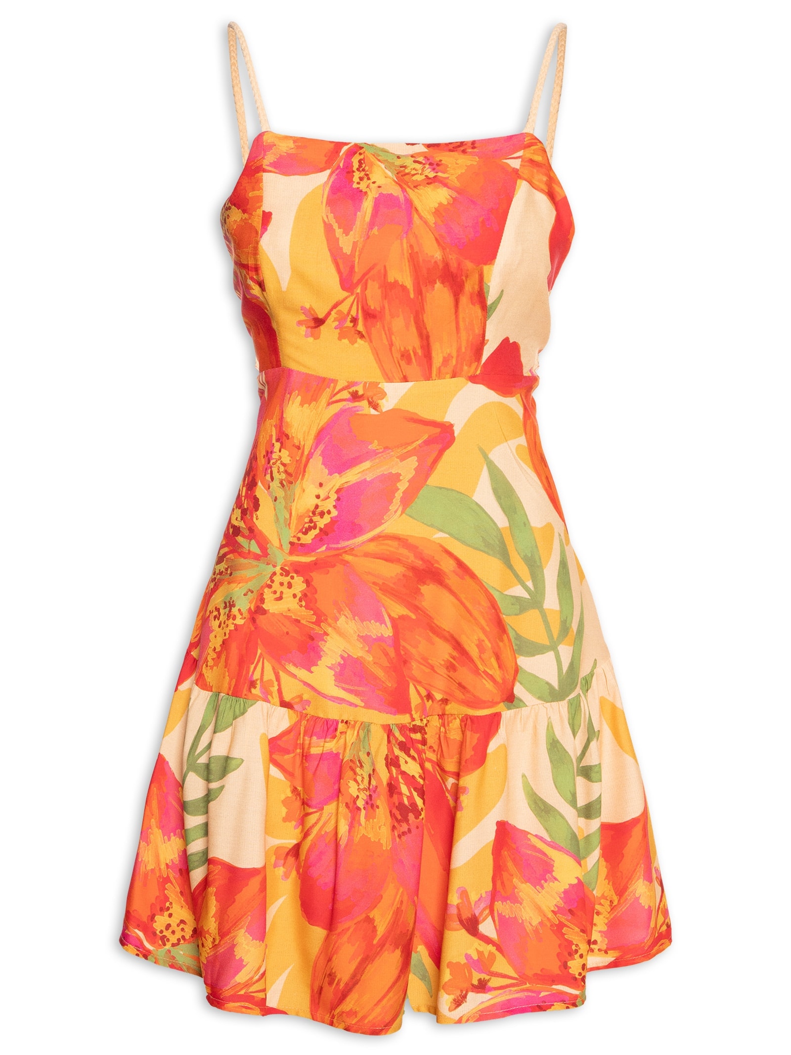 Vestido Curto Alça Corda Est Amarelo Cacay
