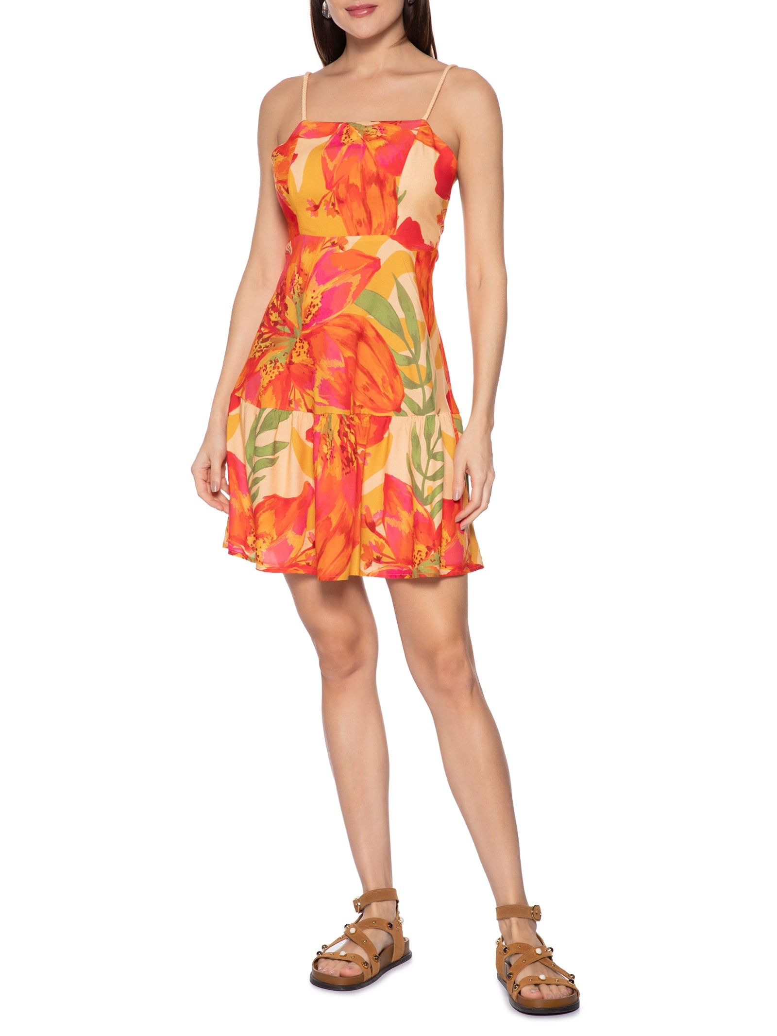 Vestido Curto Alça Corda Est Amarelo Cacay