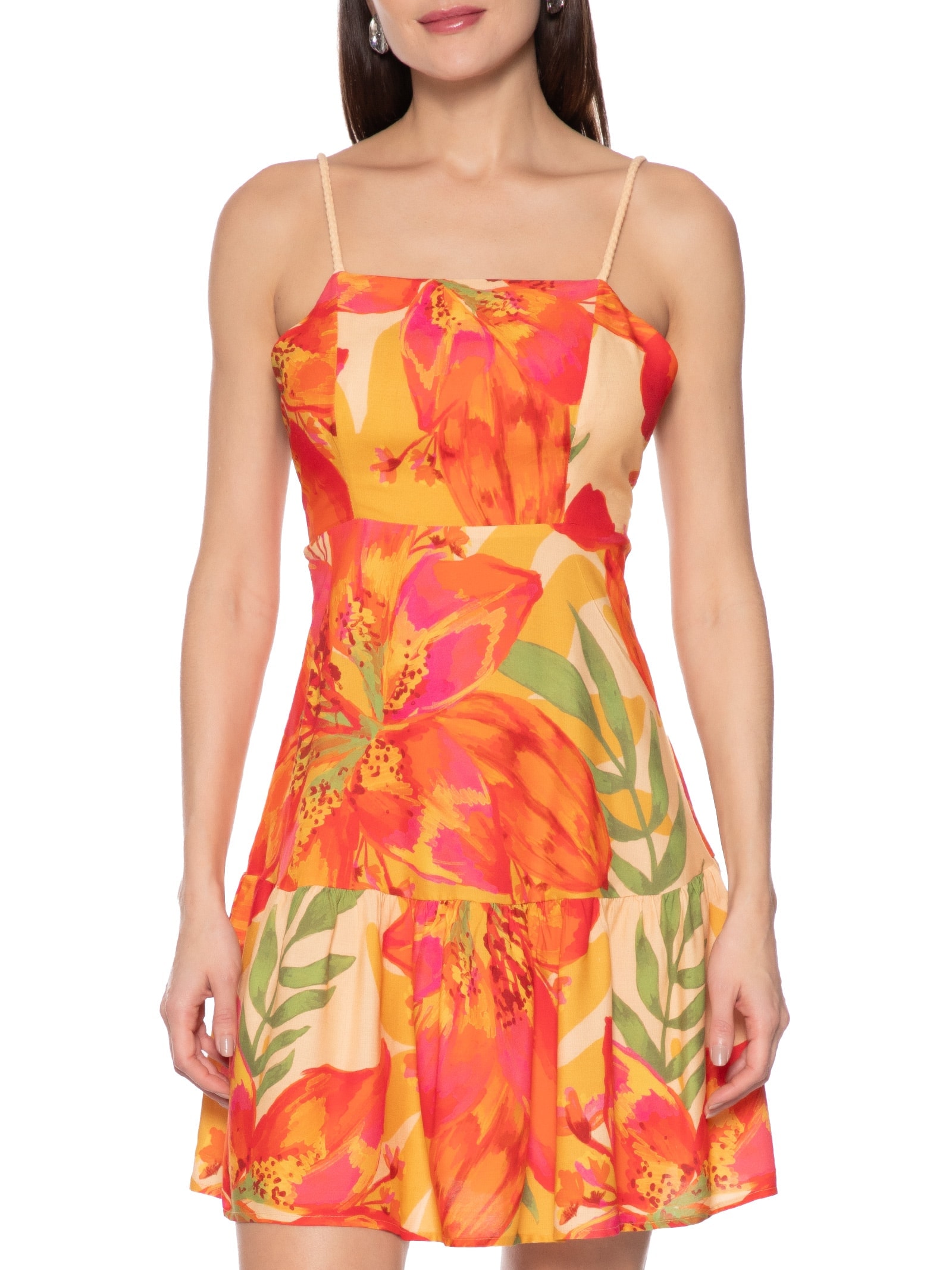 Vestido Curto Alça Corda Est Amarelo Cacay