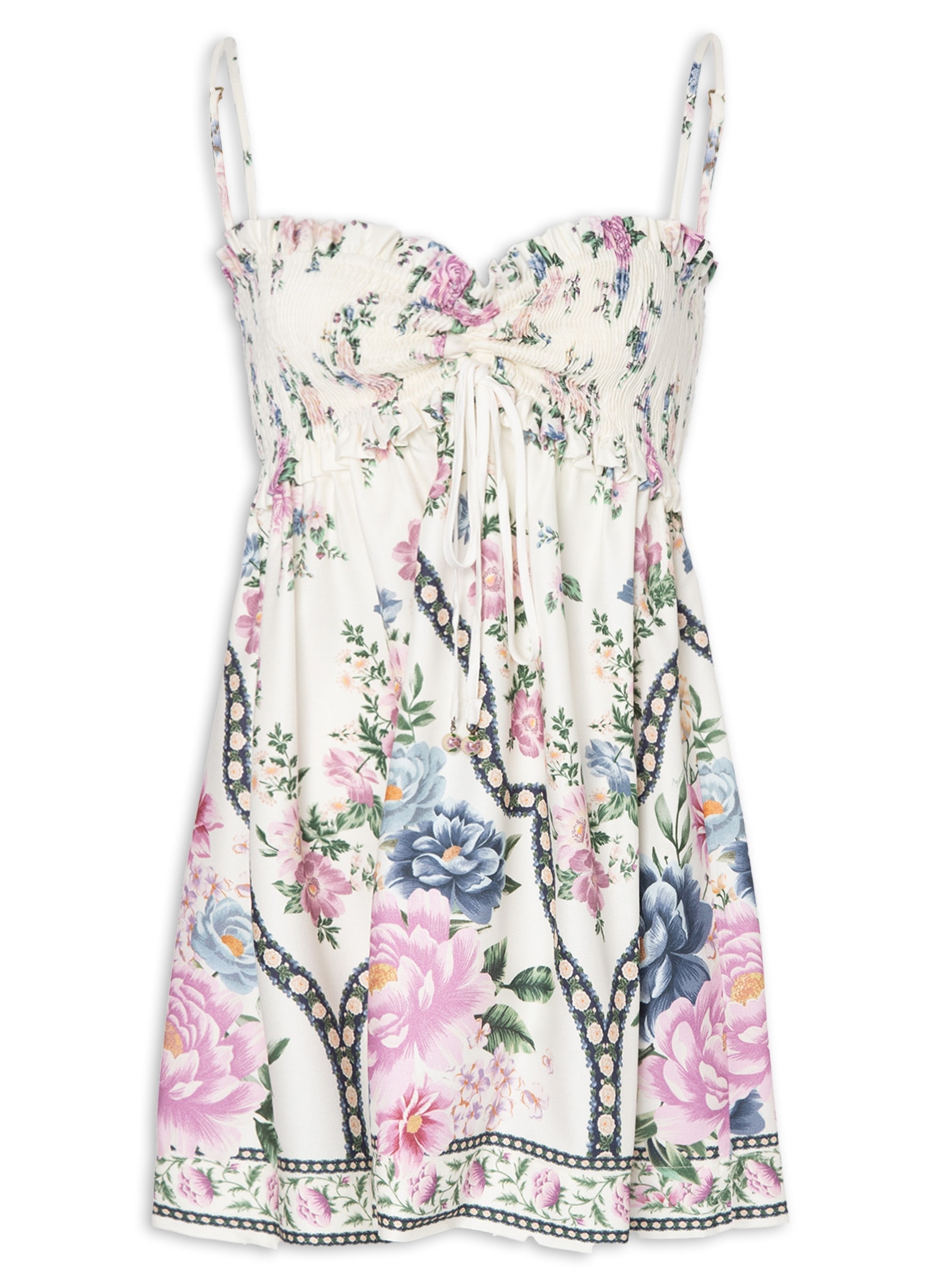 Vestido Curto Alça Romance Off White Farm