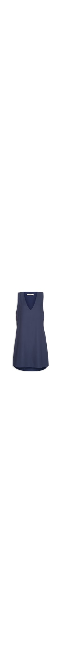 Vestido Curto Alças Largas Em Crepe - Azul