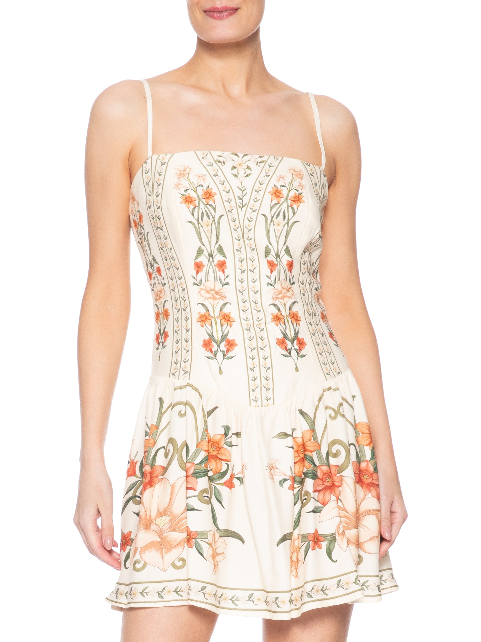 Vestido Curto Alcinha Recanto de Flor – Laranja Farm