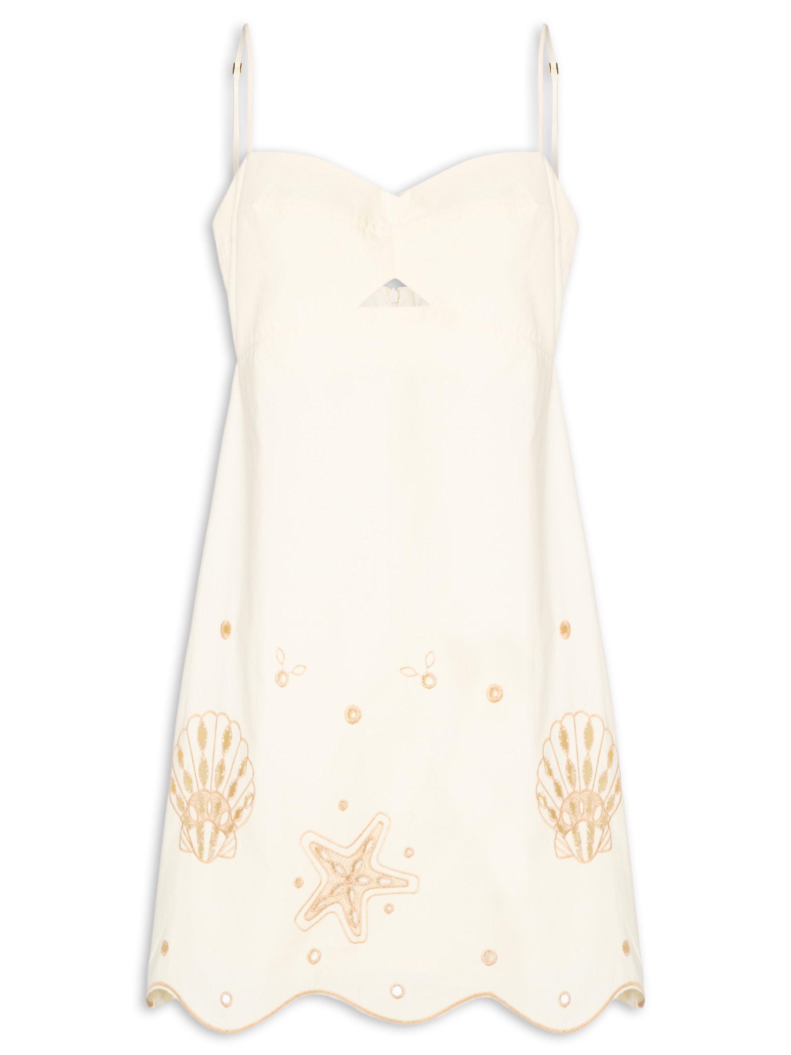 Vestido Curto Algodão Barrado Festonê Off White Dress To